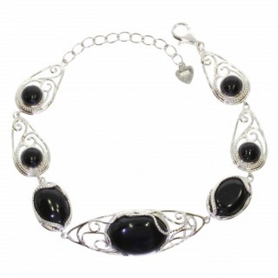 Sterling Silver Black Onyx Bracelet B-142-01