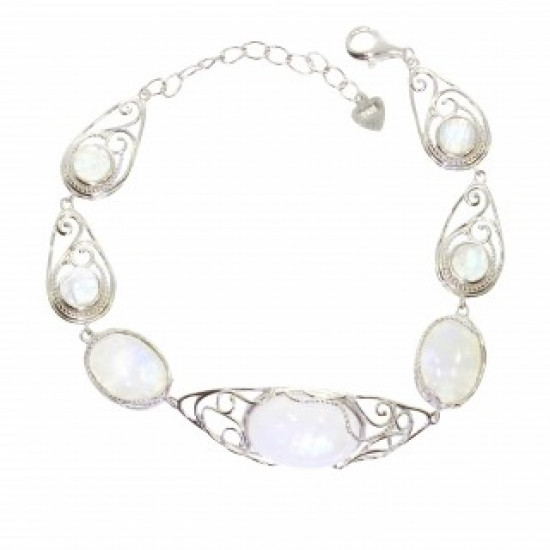 Sterling Silver Moonstone Bracelet B-142-01