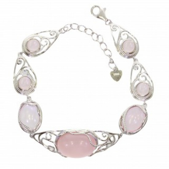 Sterling Silver Rose Quartz Bracelet B-142-01