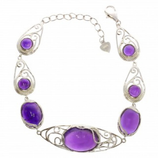 Sterling Silver Amethyst Bracelet B-142-01 Sterling Silver Amethyst Bracelet B-142-01