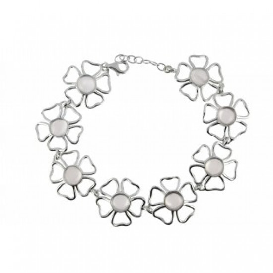 Sterling Silver Rose Quartz Bracelet B-174-01