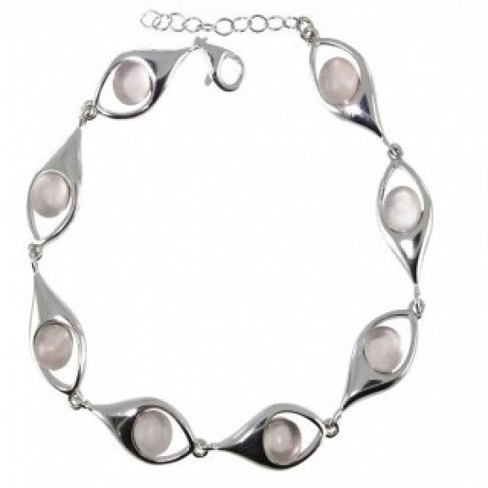 Sterling Silver Rose Quartz Bracelet B-94-01