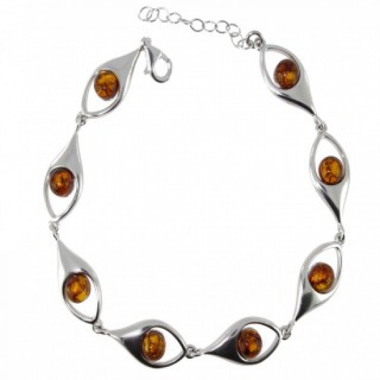 Sterling Silver Amber Bracelet B-94-01 Sterling Silver Amber Bracelet B-94-01