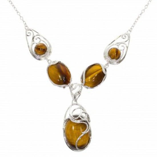 Sterling Silver Tiger's Eye Necklace