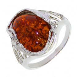 Ring 34-27 Sterling Silver Amber