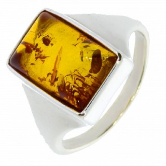 Ring 42-18 Sterling Silver Amber Ring 42-18 Sterling Silver Amber