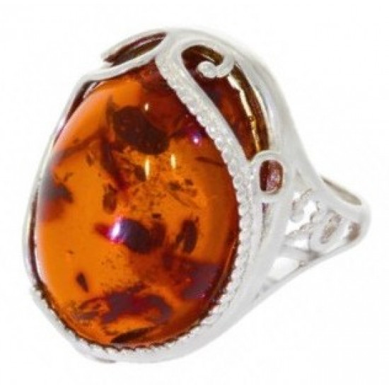 Ring 50-11 Sterling Silver Amber Ring 50-11 Sterling Silver Amber