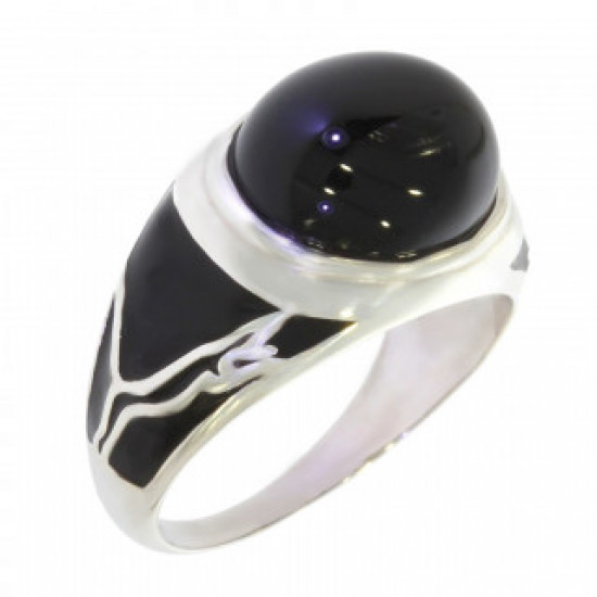 Ring 50-16 Sterling Silver Black Onyx