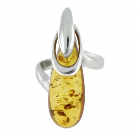 Ring 54-03 Sterling Silver Amber Ring 54-03 Sterling Silver Amber
