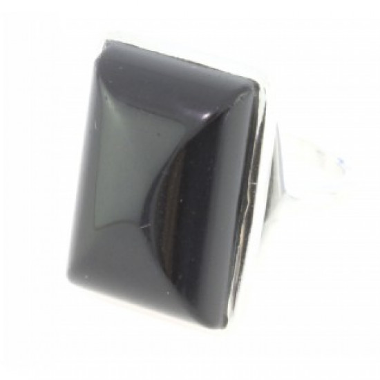 Ring 54-10 Sterling Silver Black Onyx