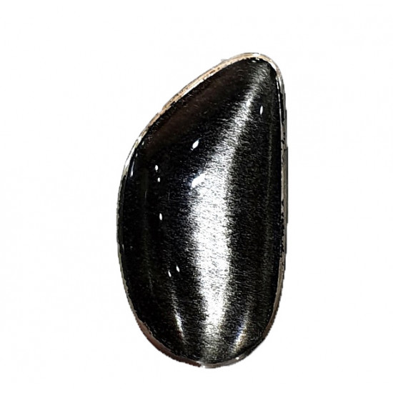Silver obsidian ring