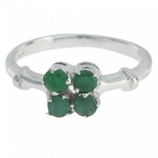 Ring M-10 Sterling Silver Emerald