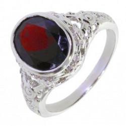 Ring M-40 Sterling Silver Garnet