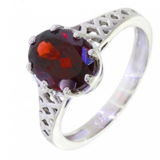 Ring M-46 Sterling Silver Garnet