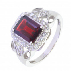 Ring M-55 Sterling Silver Garnet