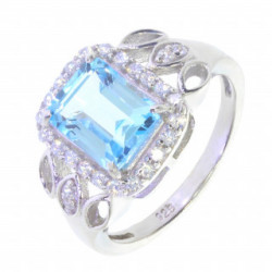 Ring M-55 Sterling Silver Blue Topaz