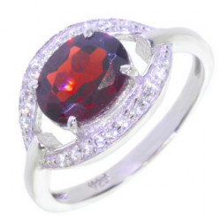 Ring M-56 Sterling Silver Garnet