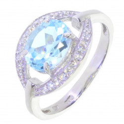 Ring M-56 Sterling Silver Blue Topaz