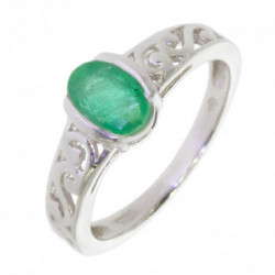 Ring M-59 Sterling Silver Emerald