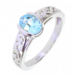 Ring M-59 Sterling Silver Blue Topaz