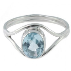 Bague J-09 topaze bleu argent