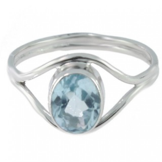 Bague J-09 topaze bleu argent