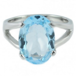 Bague J-12 topaze bleu argent