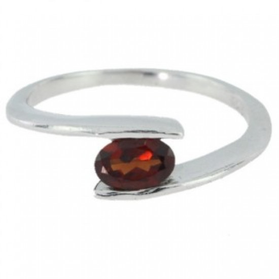 Ring J-19 Sterling Silver Garnet