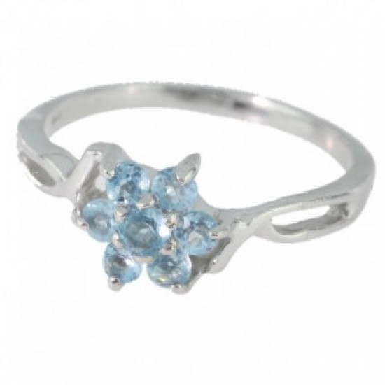 Bague J-02 topaze bleu argent