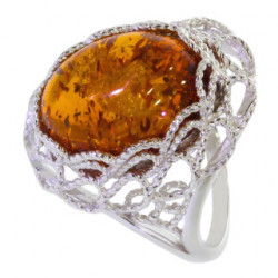 Ring 54-15 Sterling Silver Amber