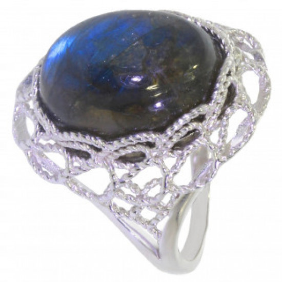 Ring 54-15 Sterling Silver Labradorite Ring 54-15 Sterling Silver Labradorite