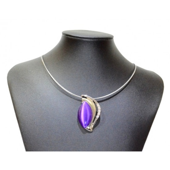 necklace cats eye purple