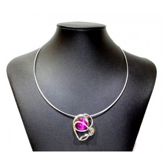 necklace cats eye fuchsia