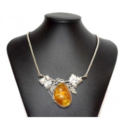 silver amber necklace