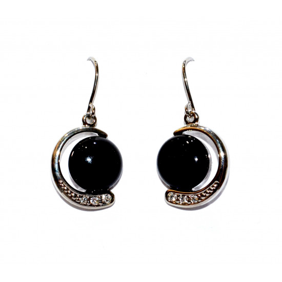 silver black onyx earrings