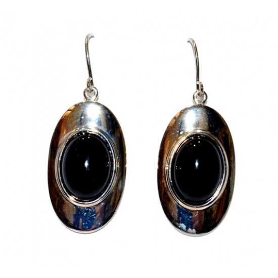 silver black onyx earrings