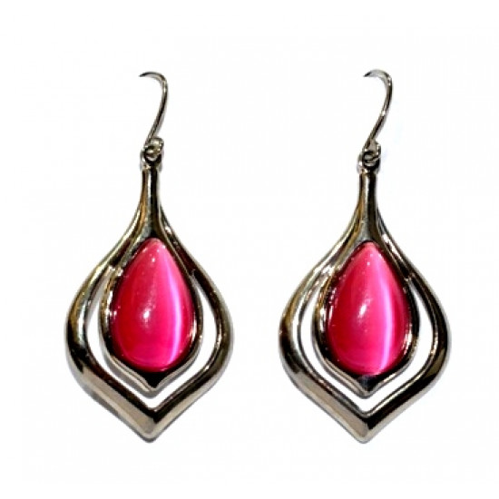 boucles d'oreilles oeil de chat rose