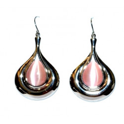 boucles d'oreilles oeil de chat rose clair
