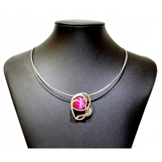 necklace cats eye pink
