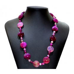 collier agate rose rond GM