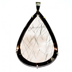 quartz and black tourmaline pendant