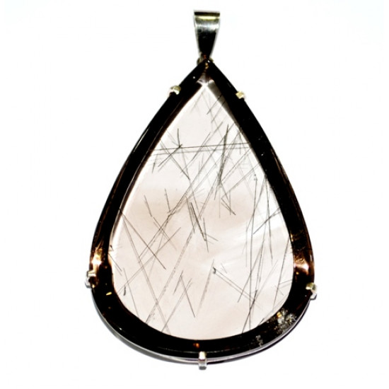 quartz and black tourmaline pendant