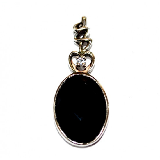 Sterling Silver Black Onyx Pendant P38-002