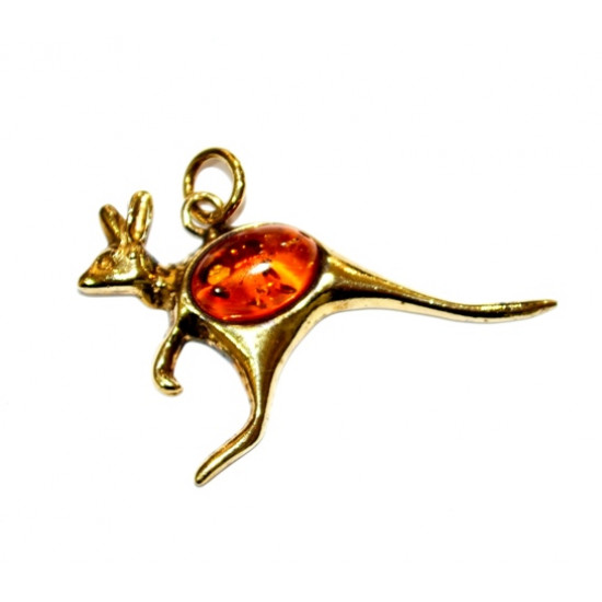 Vermeil Amber Kangaroo Pendant PF-235