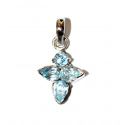 Sterling Silver Blue Topaz Pendant PF-18