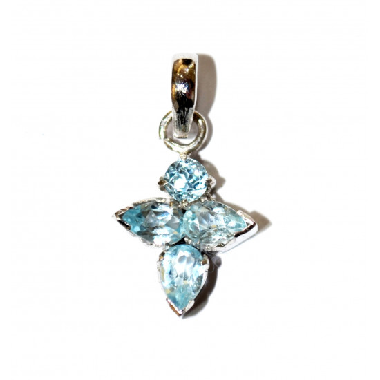 Sterling Silver Blue Topaz Pendant PF-18