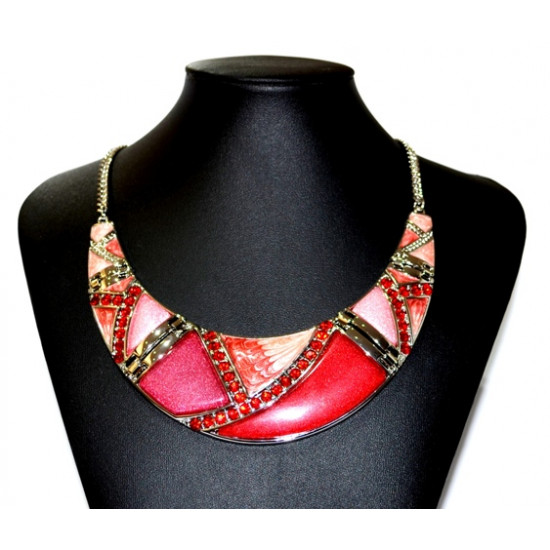 red mosaic necklace