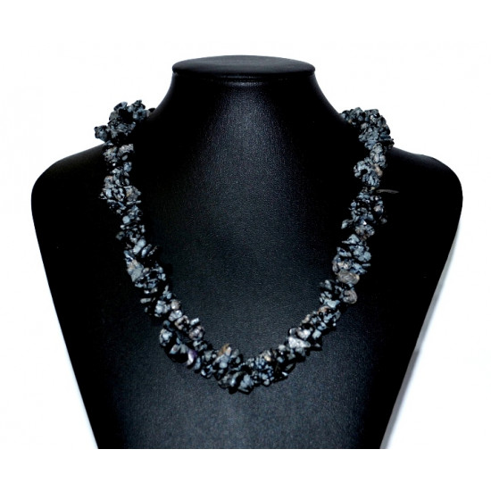 chips snowflake obsidian necklace