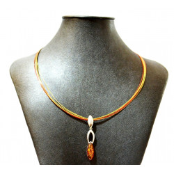 silver amber necklace