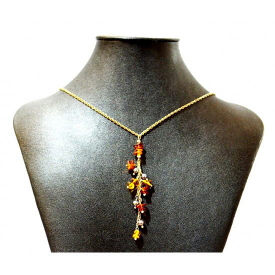 Silver amber necklace